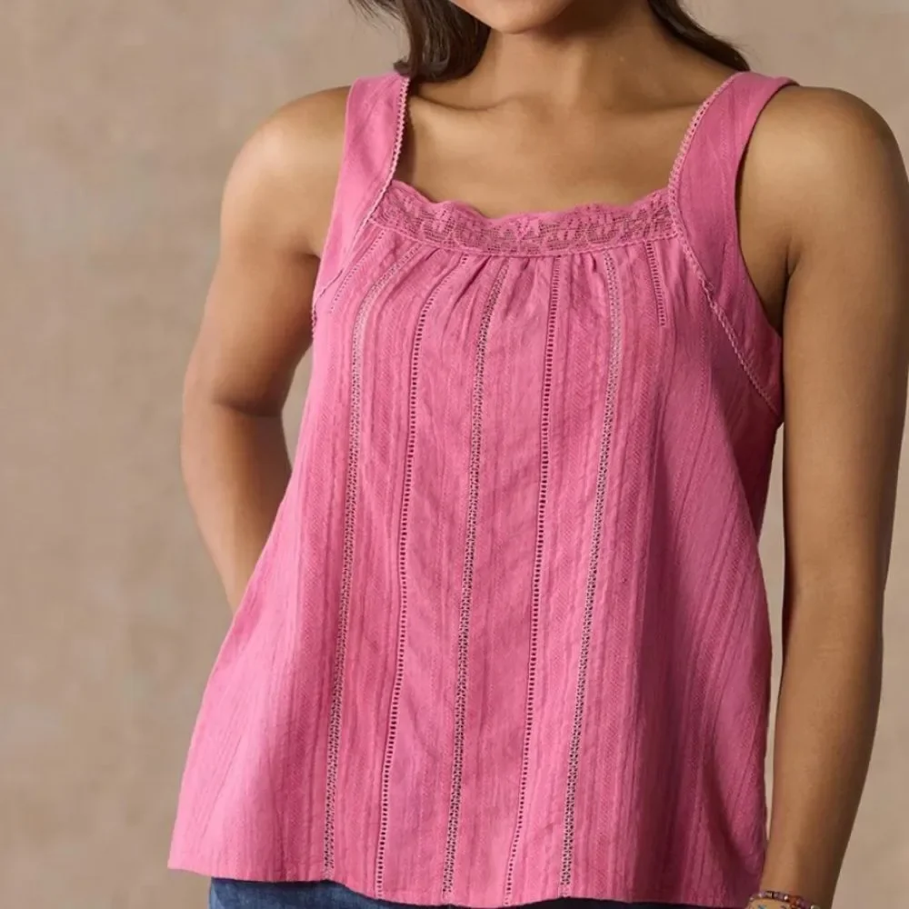NIP Sundance Danielle Eyelet Cotton Bohemian Sleeveless Tank/ Camisole Sz NWT